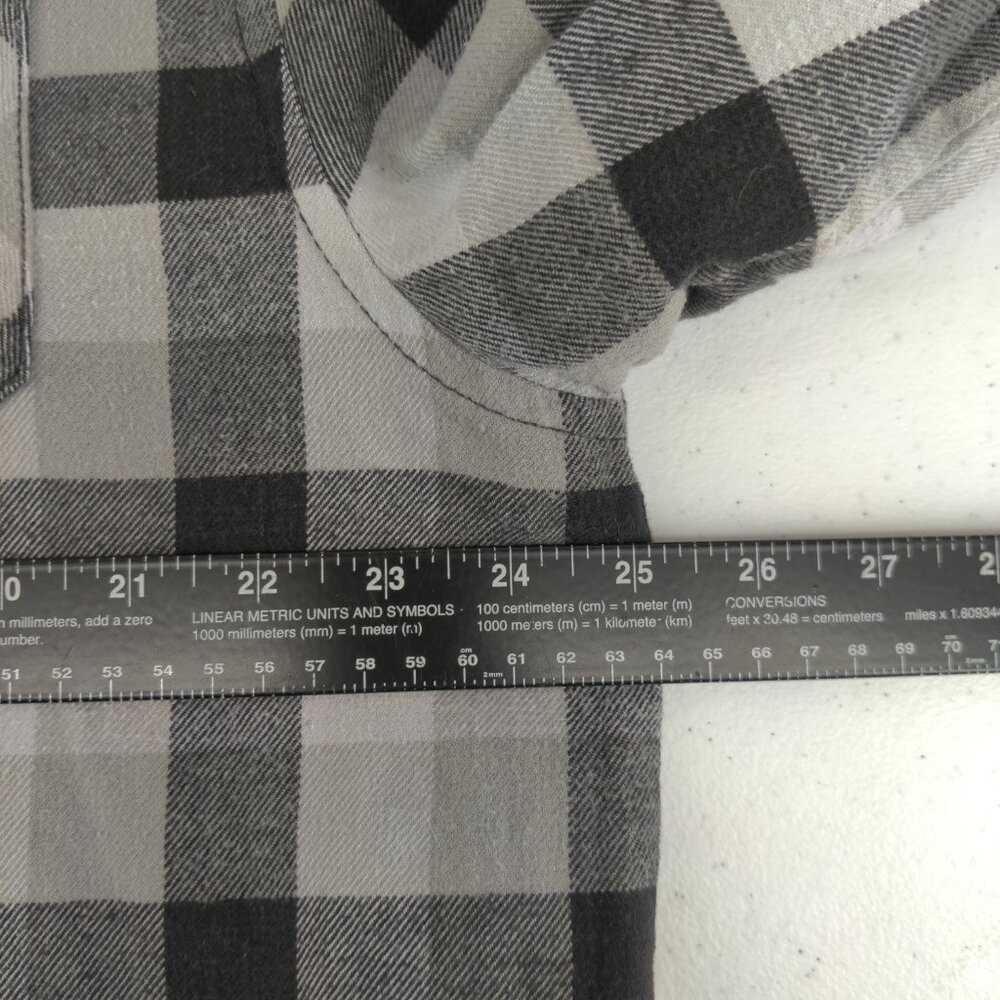 True Love False Idols Shirt Men 3XL Gray Plaid Flannel Shacket Lined Embroidered - Picture 12 of 16